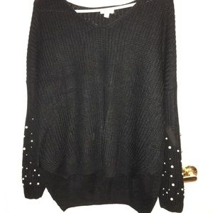 NWOT Debut Black sweater w/ sleeve embellishment